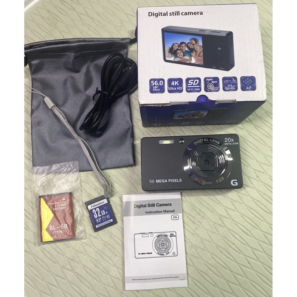 Focusify Digital Camera 4K Ultra HD 56 MP with 32 GB SD Card - Ultimate Series